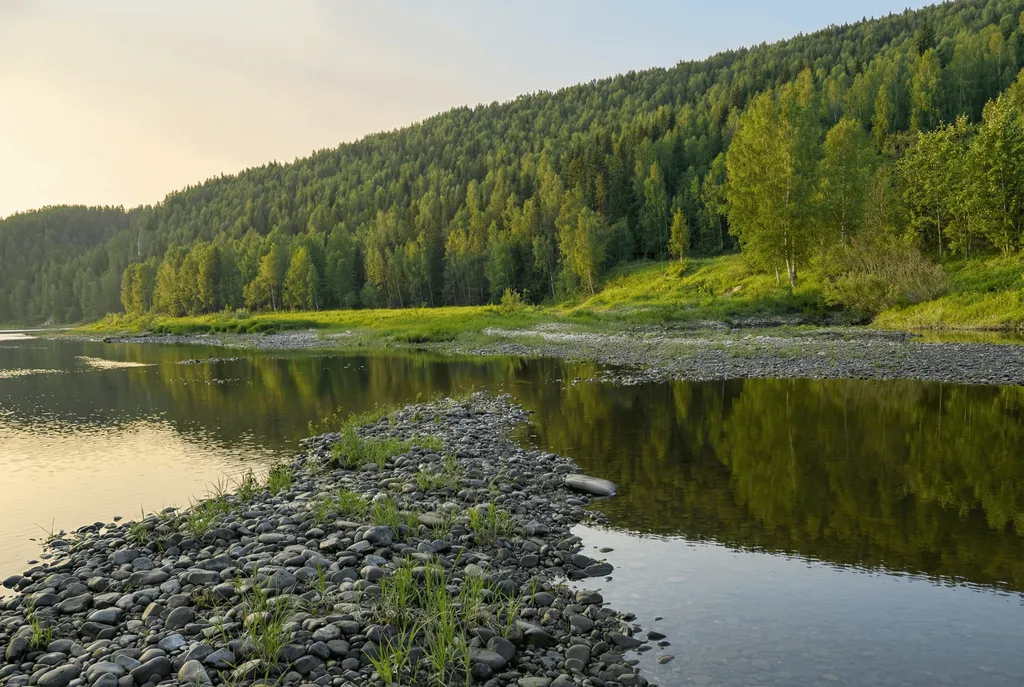 Уютные домики на берегу реки Косьва