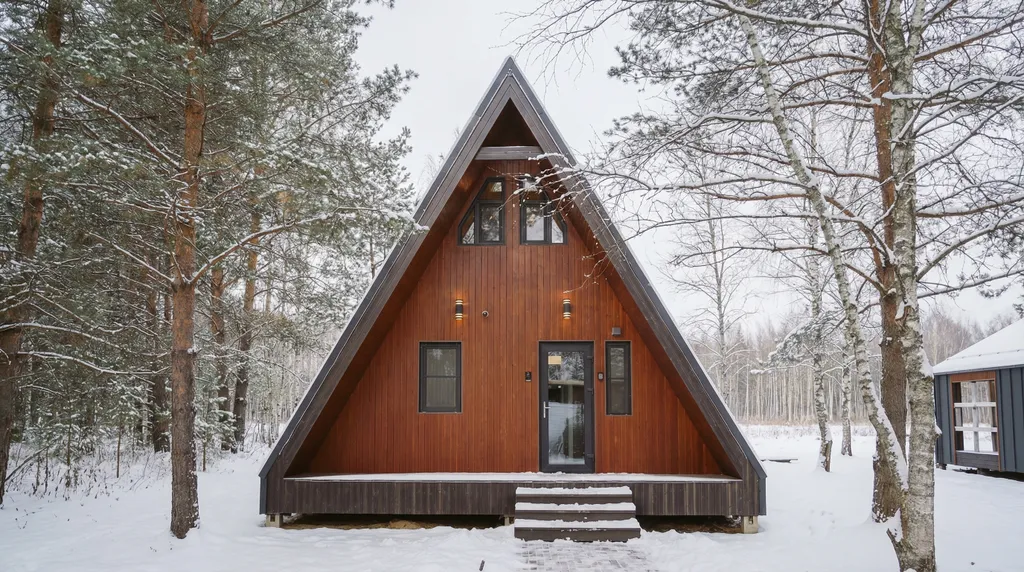 A-Frame с камином, кондиционером и террасой