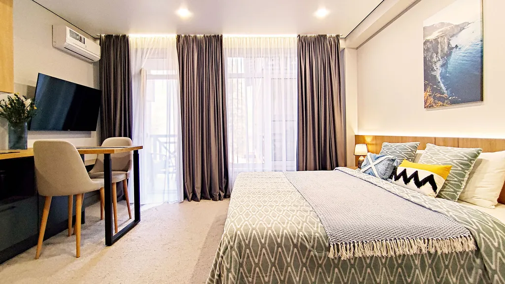 Студия с видом на горы + балкон/бассейн/сауна