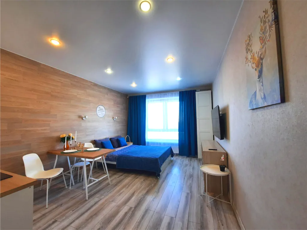 Студия для двоих — романтическое пространство с современным ремонтом