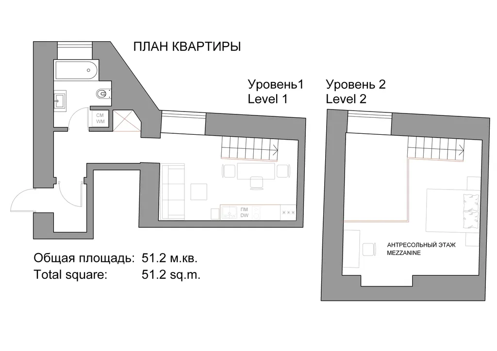 Квартира Двухуровневая квартира в самом центре, дизайн, Фонтанка, 4 гостя — Санкт-Петербург
