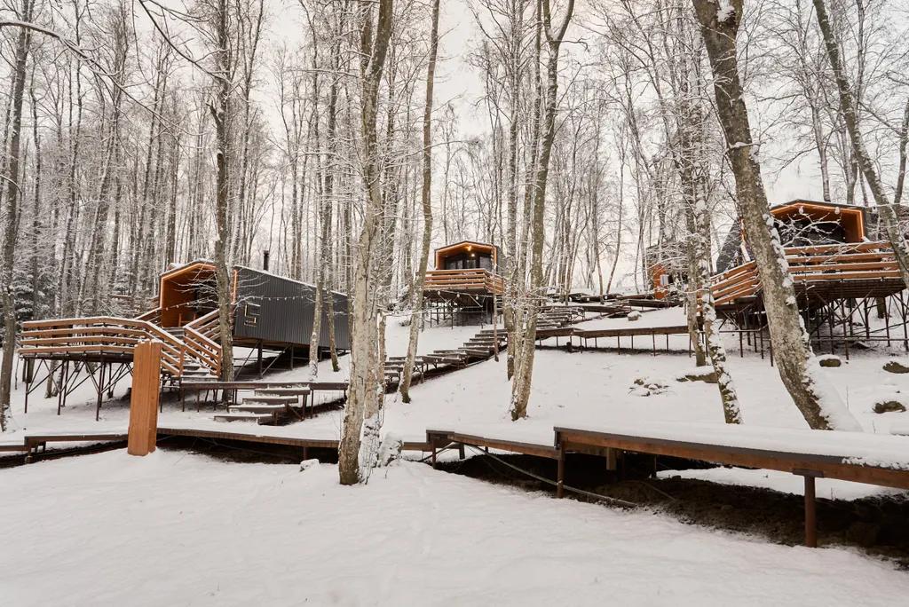 Домик с банным чаном и панорамным видом на лес Комфорт+ для двоих