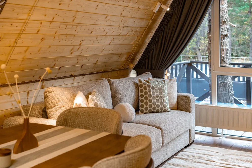 Двухэтажный A-Frame дом у реки Гарабаши с видом на горы