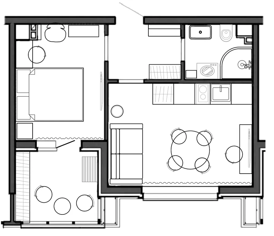 Двухкомнатная квартира с лоджией у моря
