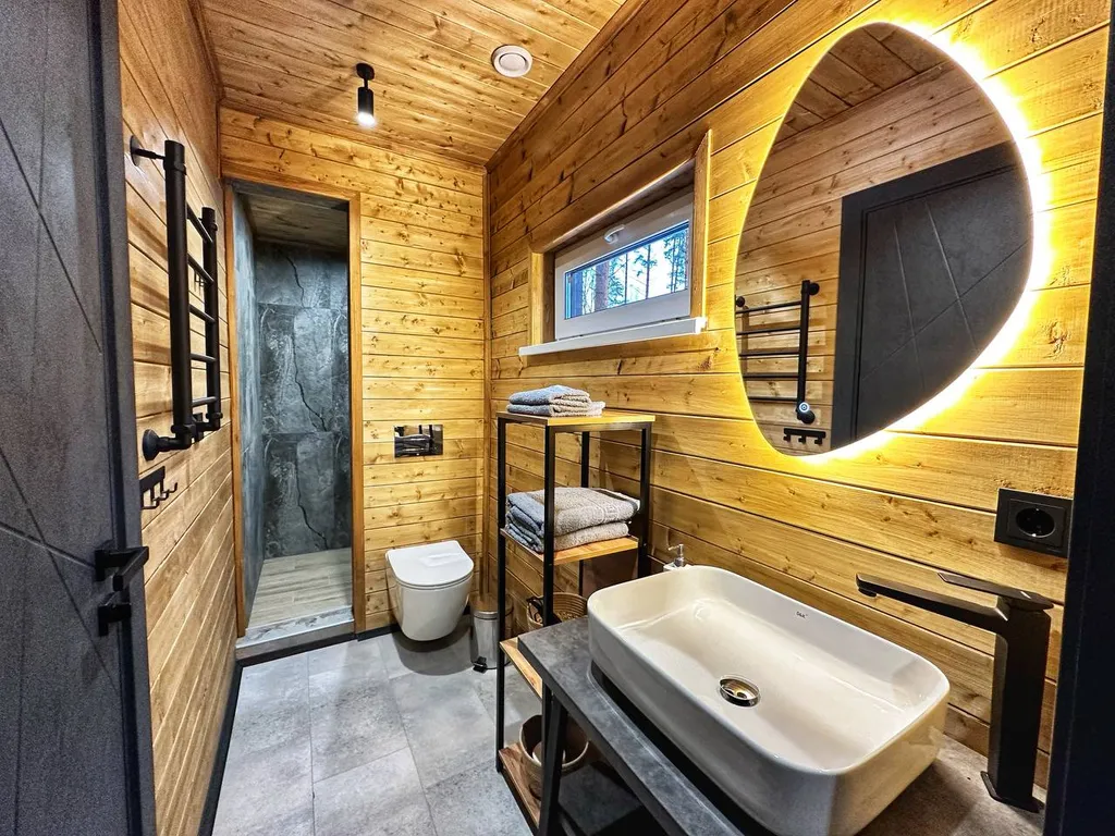 Барн-хаус 1 с чаном и сауной в сосновом лесу