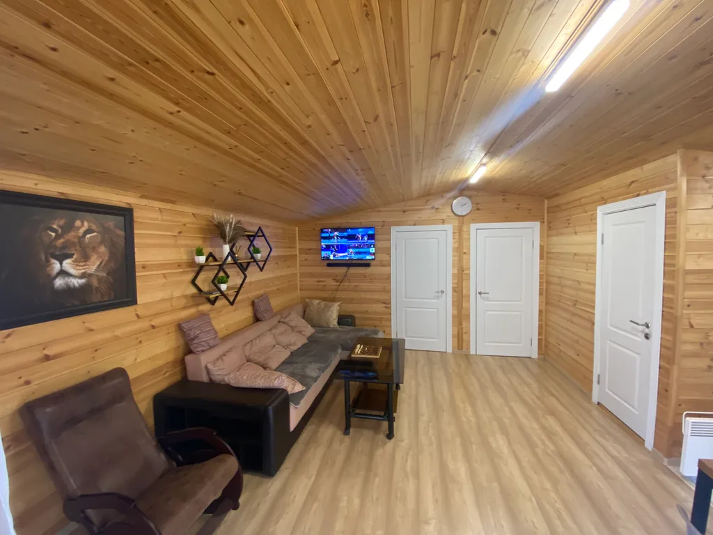 Дом 70m2 — чан, кухня, панорамные окна с видом на горы