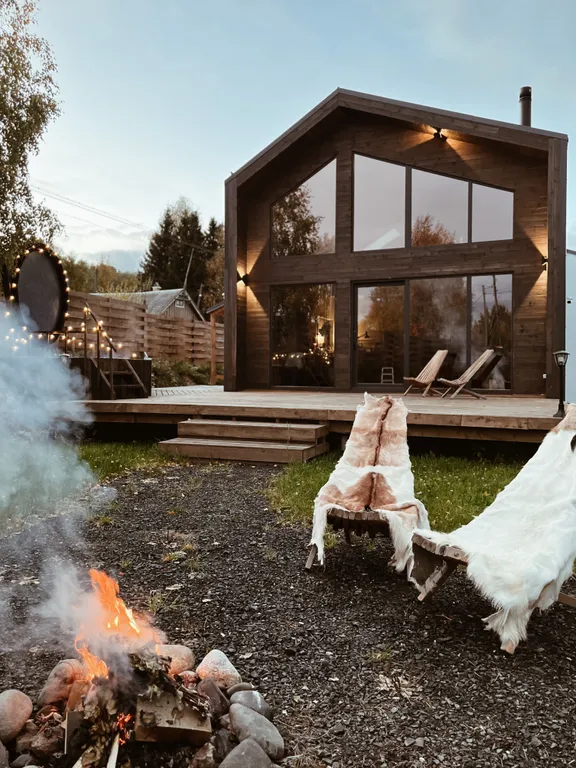 Дом с сауной и купелью с шикарным видом на озеро