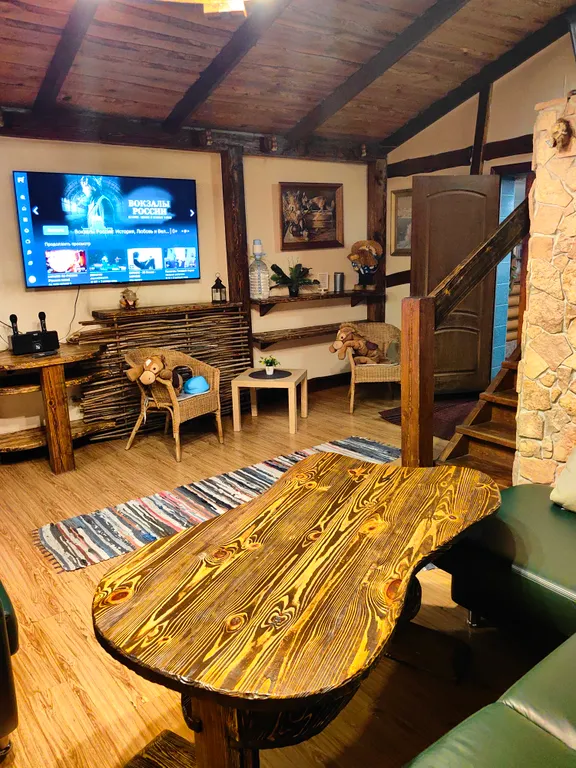 Атмосферный коттедж с дровяной баней и большим бассейном