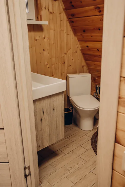 Домик в лесу с баней и чаном, A-frame Forest story