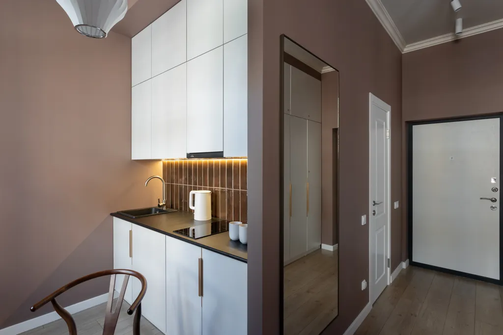 Просторная студия Mosaic brown с балконом для 3 гостей