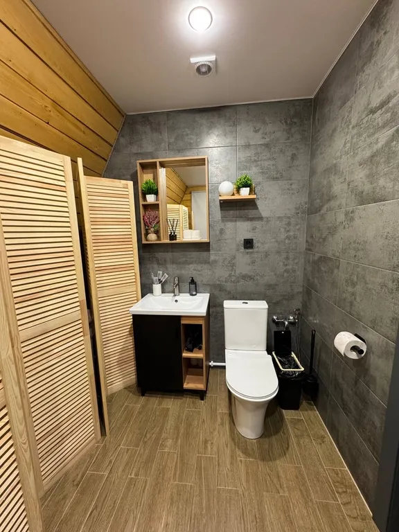 Большой а-фрейм с панорамной сауной и ванной