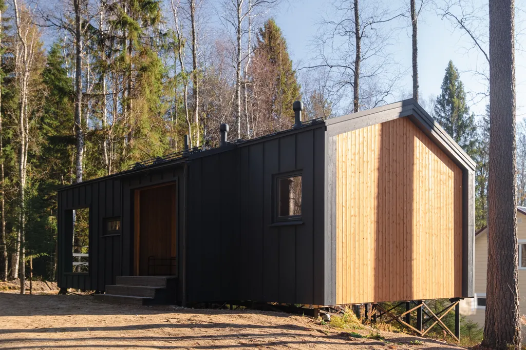 Коттедж Дом Barn house в хвойном лесу — Половина