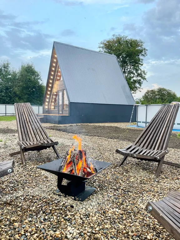 А-фрейм с баней и чаном