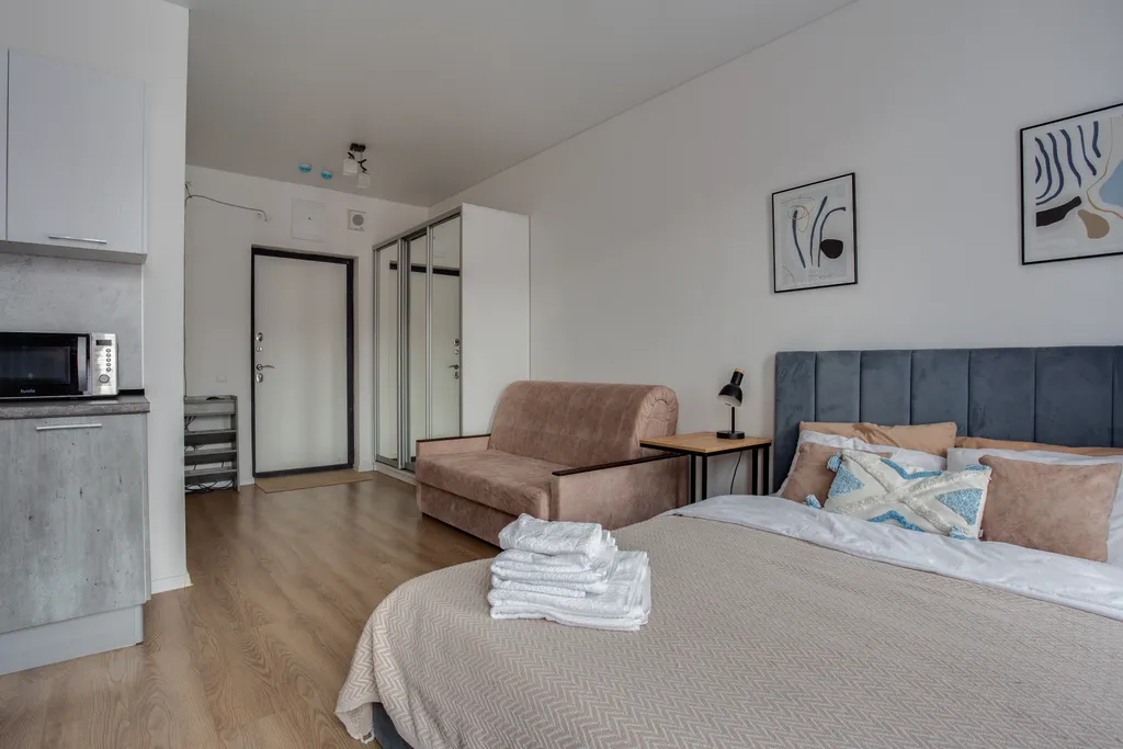 Студия на высоком этаже с ванной