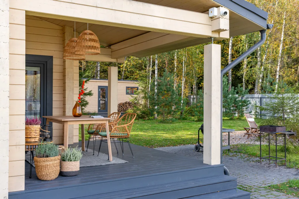 Дом из бруса в лесу с баней и чаном