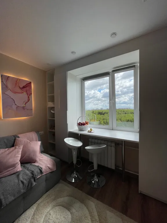 Студия с ванной и с панорамным видом Москвы