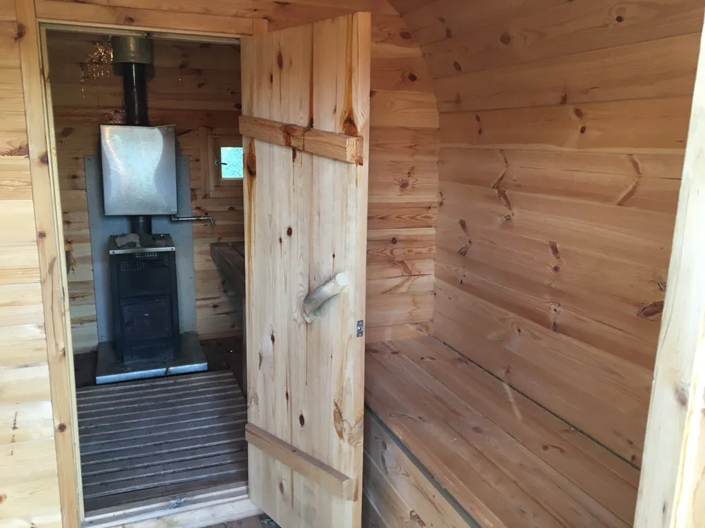 Дом с камином и видом на зимний лес