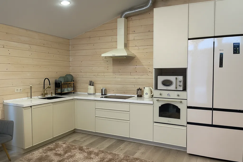 Просторный дом в стиле барнхаус с террасой й и чаном