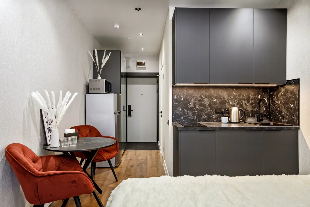 Квартира Квартира Уютная студия для двоих с большой кроватью, кухней и кондиционером — Москва