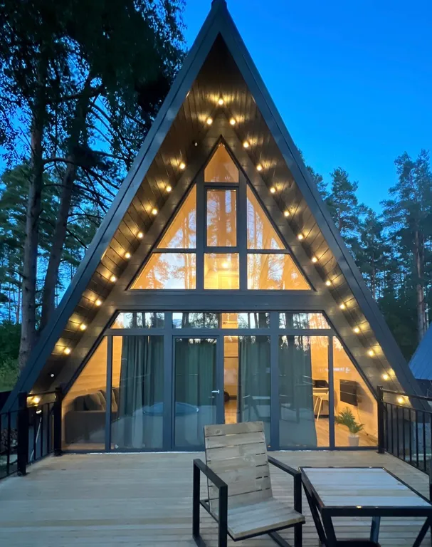 Коттедж Aframe на 4 персоны с купелью и баней на дровах — аренда посуточно в Сосново