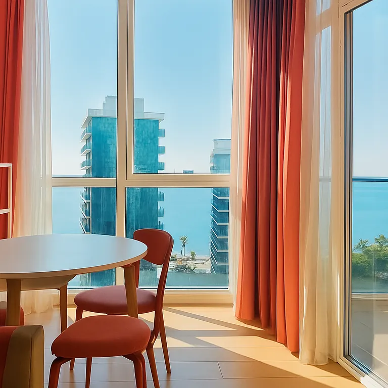 Комфорт и вид на море Отдельная спальня Гостиная Кухня Балкон