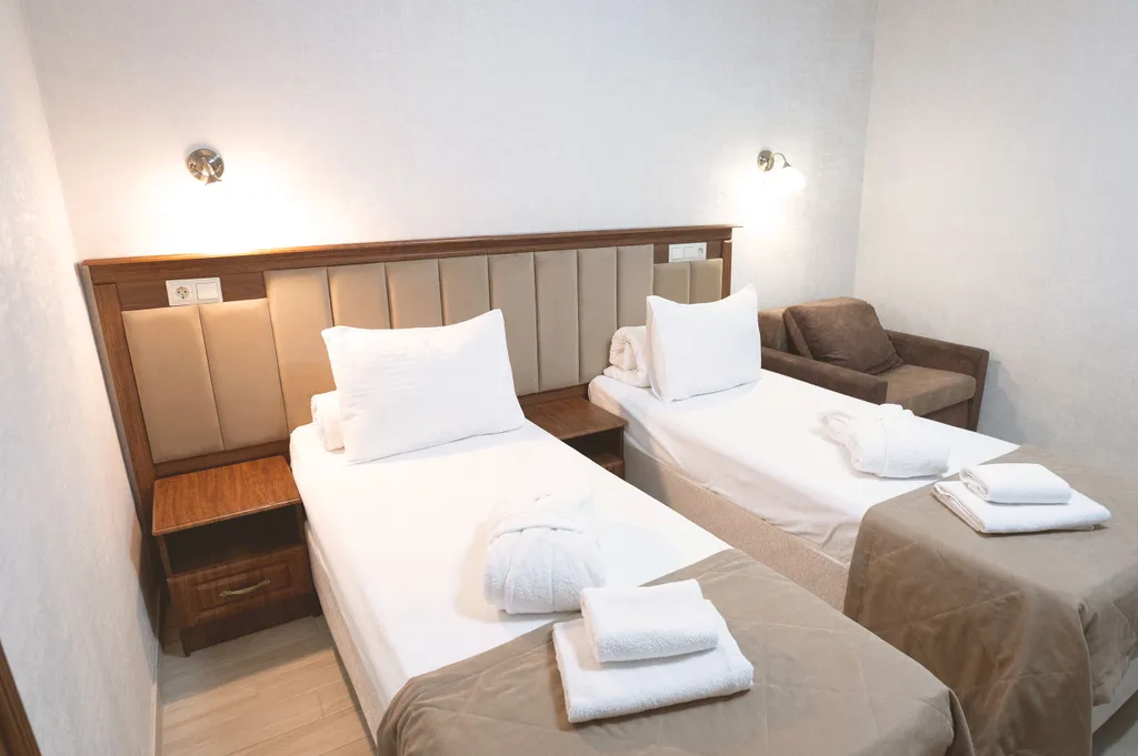 Трёхместный номер, доступен бассейн и сауна