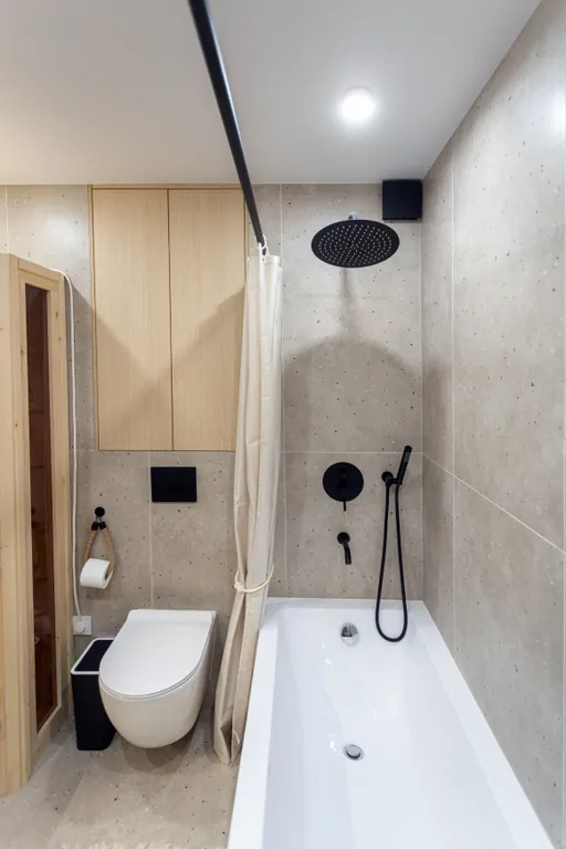 Сканди-шик с сауной и панорамным видом в центре