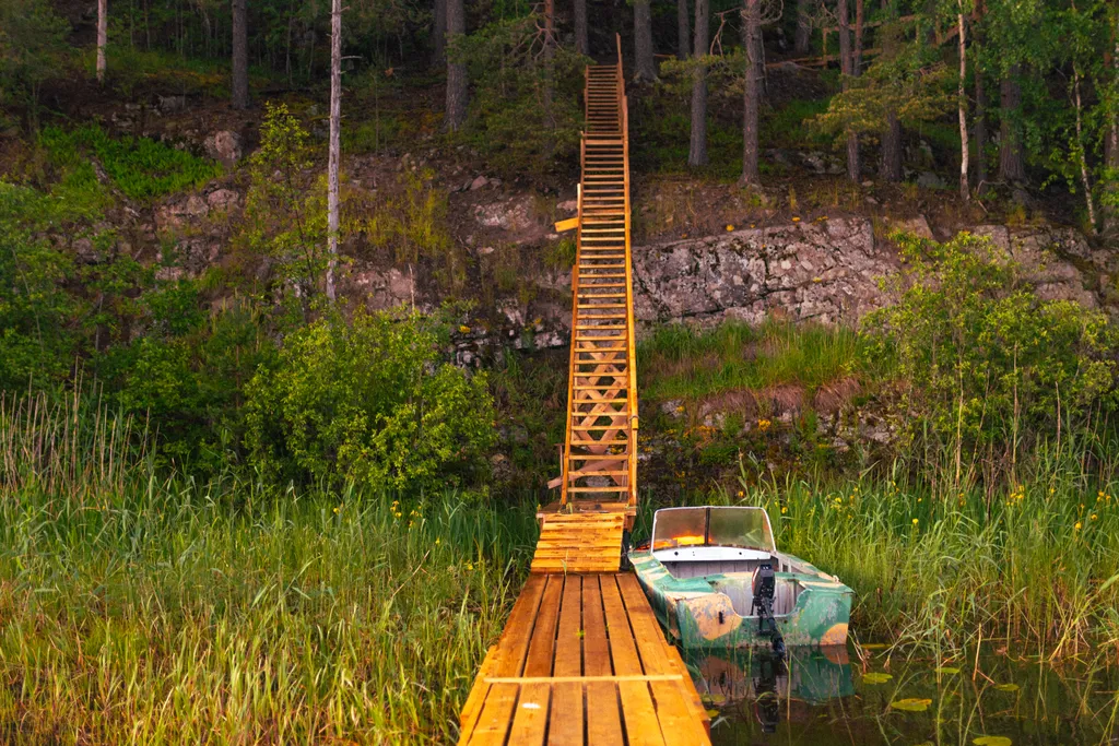 Дом-студия с панорамной стеной на залив Мусталанлахти