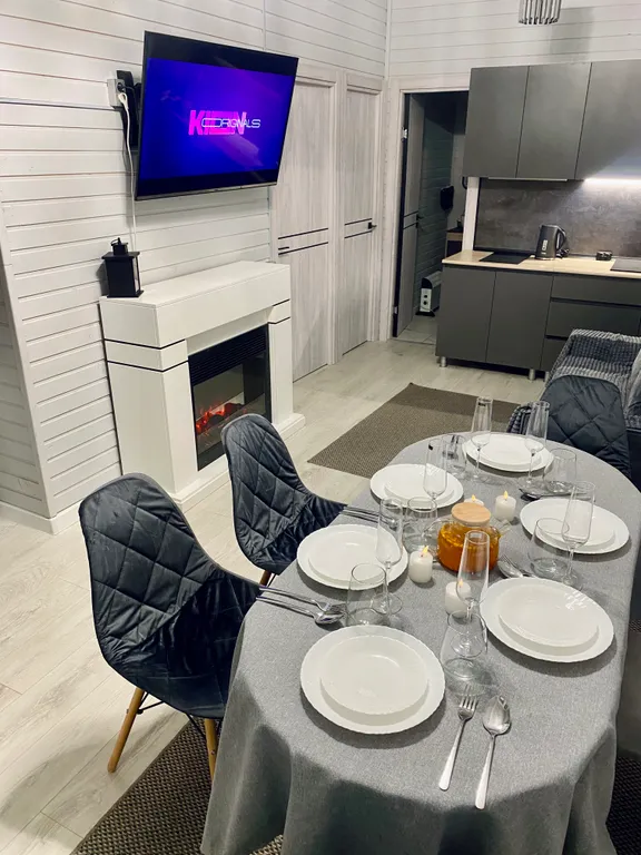 Дом 60m2 — чан, кухня, панорамные окна
