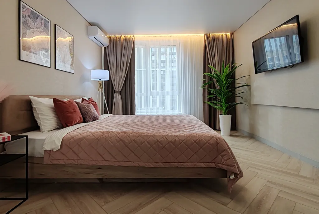 Атмосферная однокомнатная квартира Фламинго