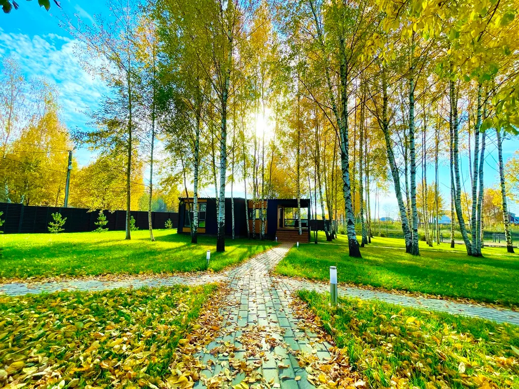 Дом Благодать у пруда с панорамными окнами