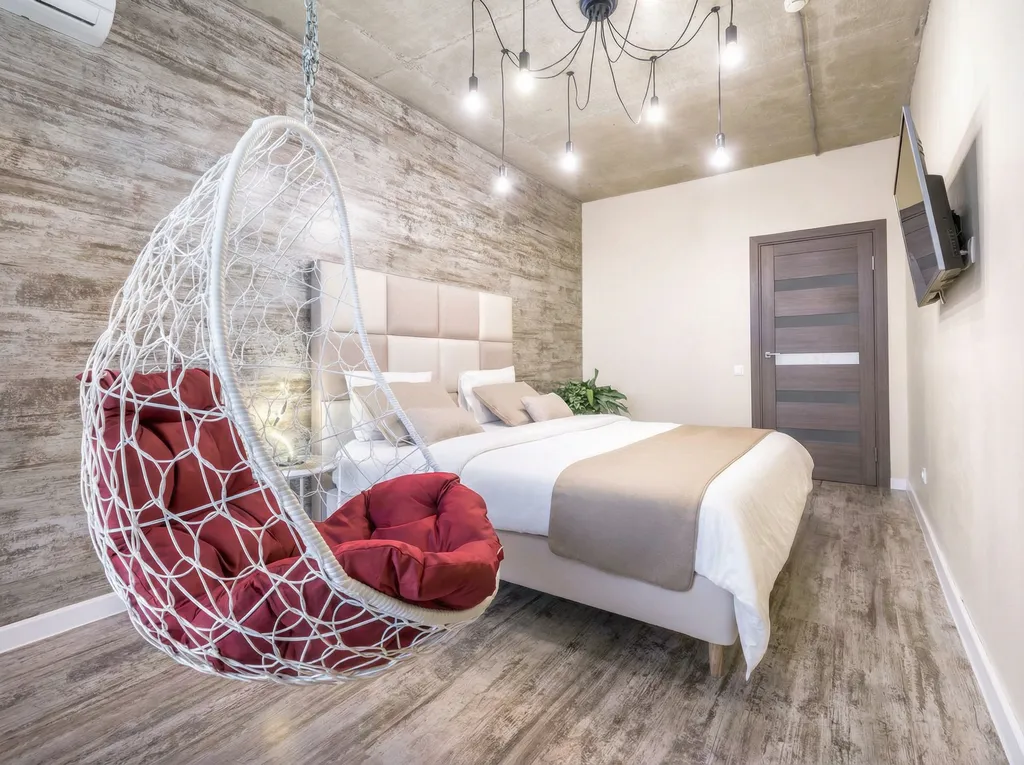 Loft с авторской планировкой, качелью с видом на город в ЖК БОльшом