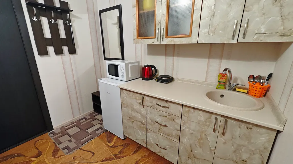 Каштановая студия улучшенная с кондиционером, кухней и ванной комнатой