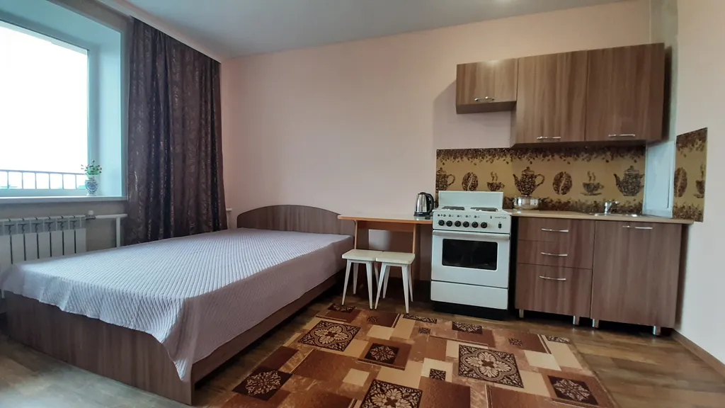 Чистая и уютная студия с видом на долину Енисея