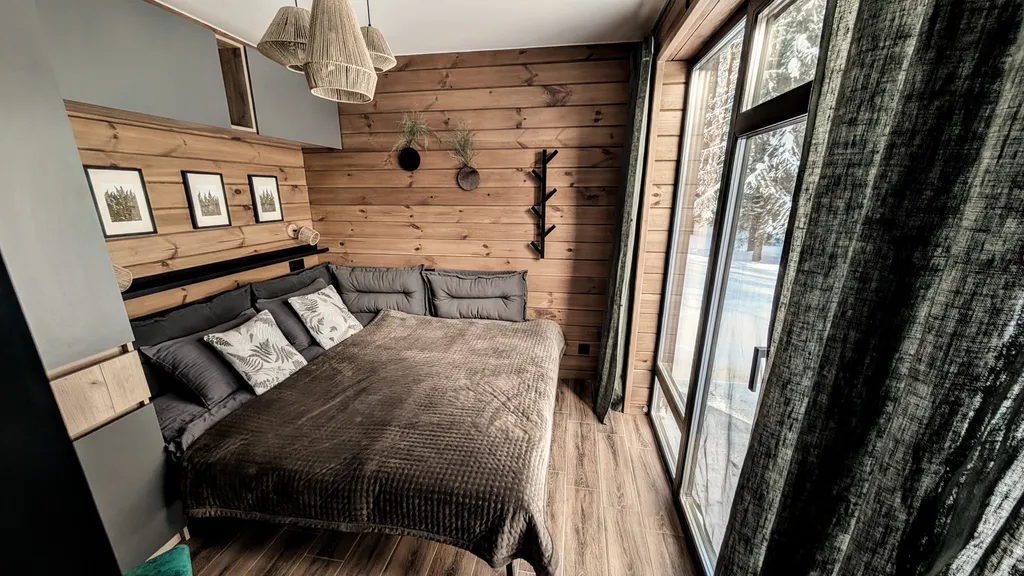 А-фрейм на нарочи видом на лес в 10 минутах ходьбы от пляжа