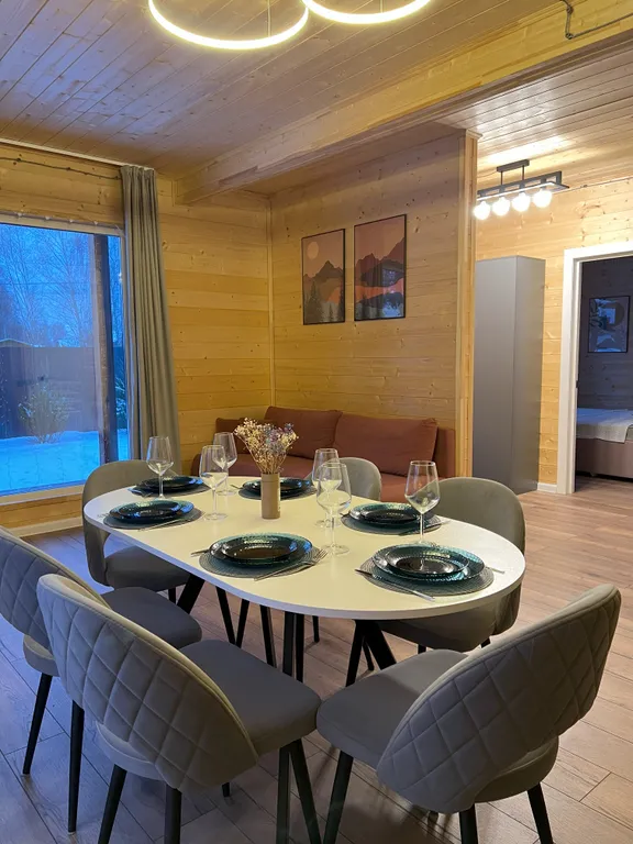 Коттедж Коттедж Барн с панорамными окнами, террасой, баней и купелью — Петровское