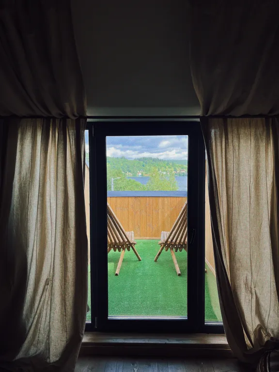 Дом с сауной и купелью с шикарным видом на озеро