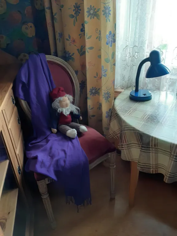 Уютная комната в уникальной квартире с камином в самом центре