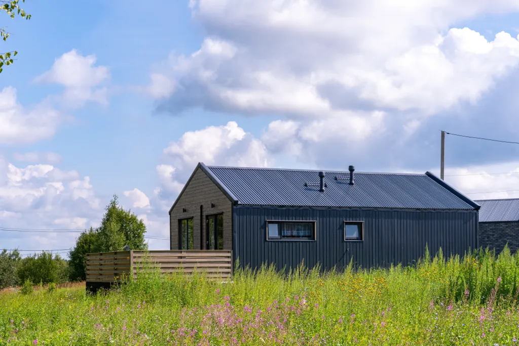 Алтайский - дом с костровой чашей и колонкой Алиса