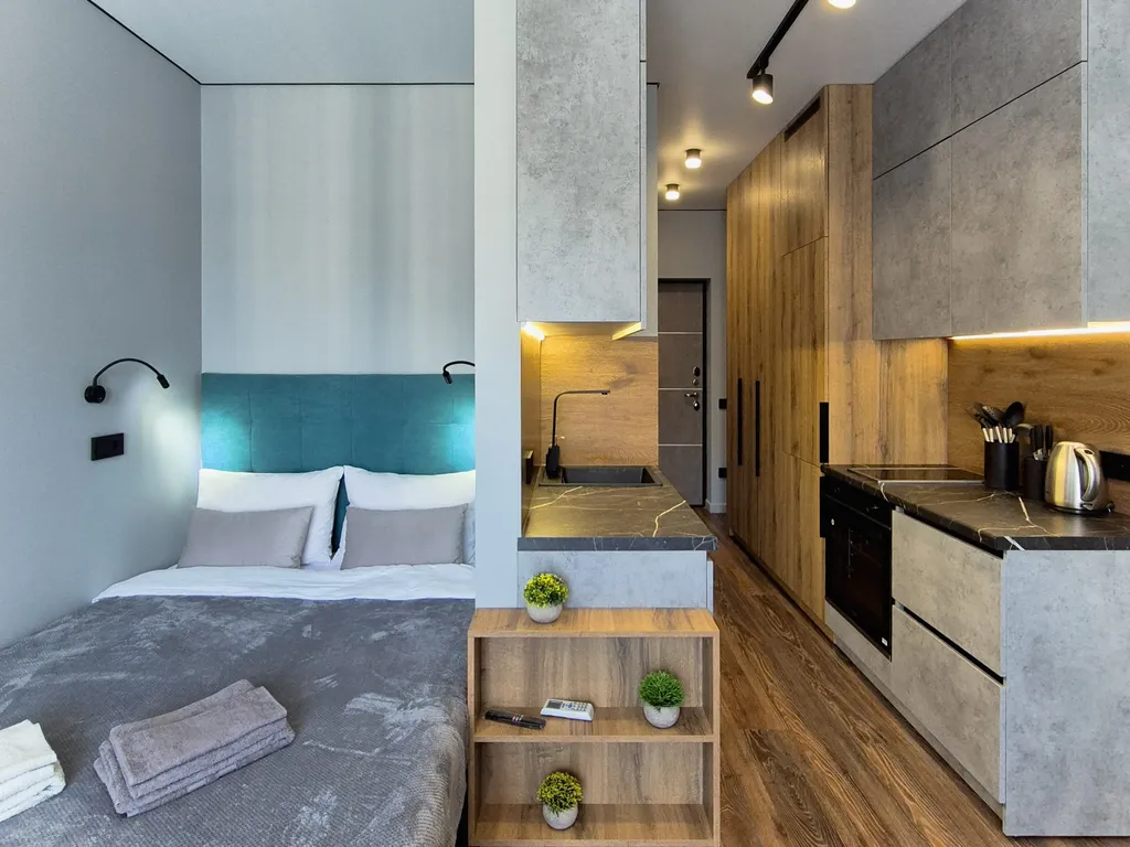 Уютная студия с ванной и прекрасным видом на реку и лес