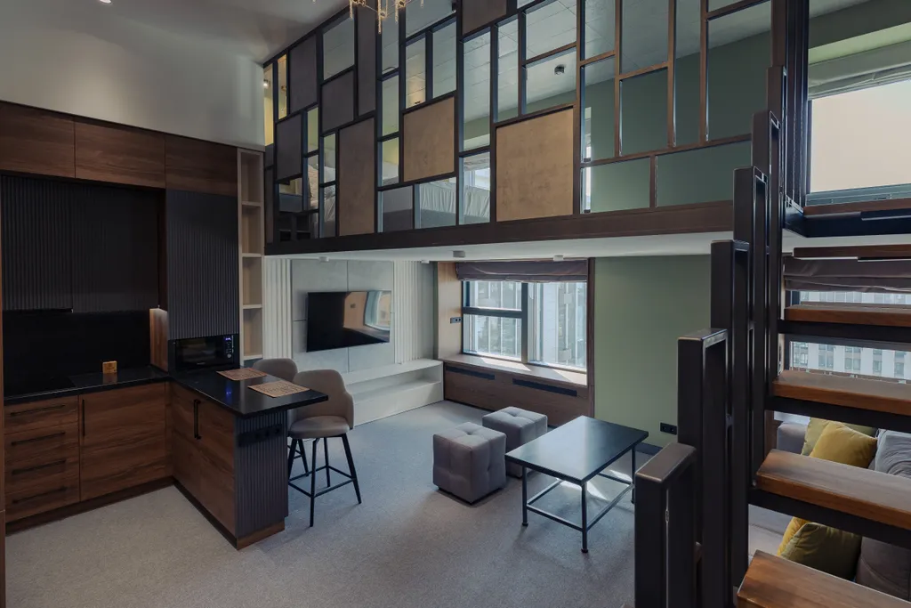 Квартира Большой двухуровневый дизайнерский лофт с панорамными видами на Москву — аренда посуточно в Москва