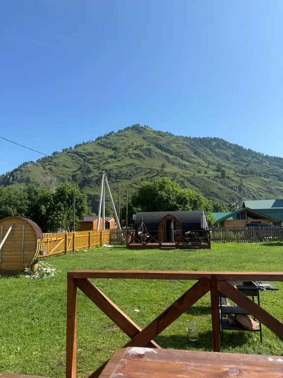 Дома возле Катуни среди гор