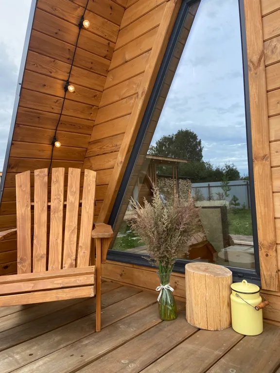 Уютный домик афрейм, банный чан, банька