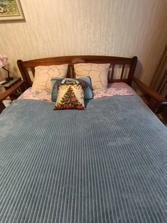 Уютная квартира с роскошной кроватью (2*2м) из натурального дерева