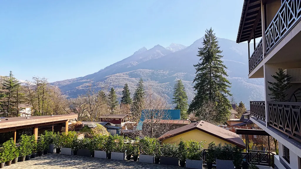Студия с видом на горы + балкон/бассейн/сауна