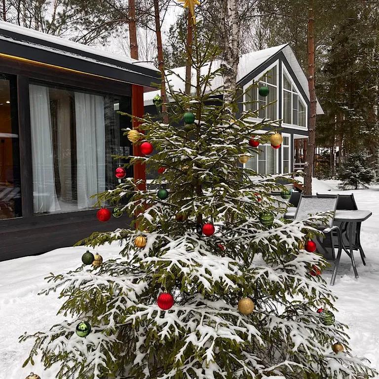 Домик в Соснах с баней и горячими ваннами Cube с баней