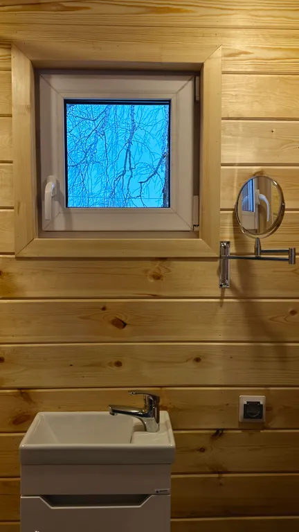 Дом с панорамными окнами с видом на лес