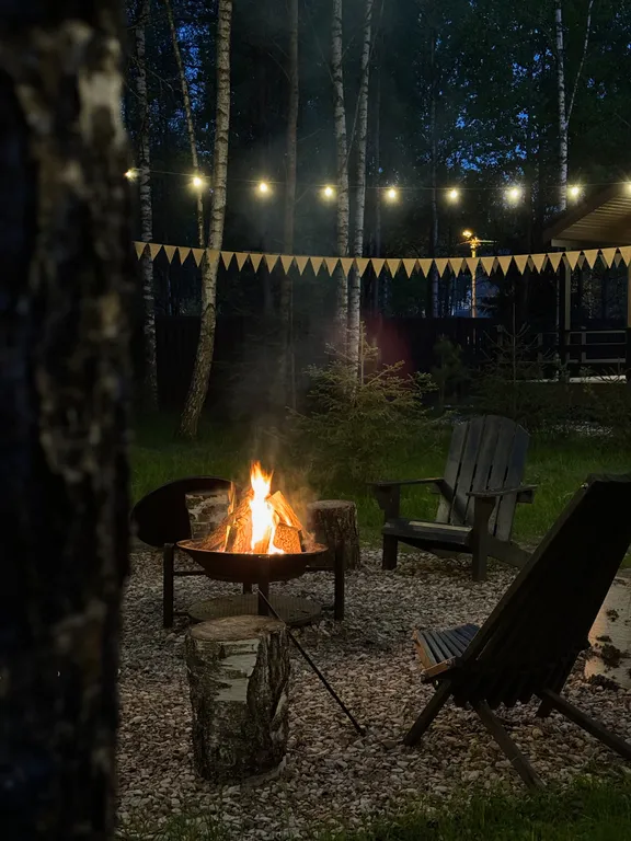 С сауной и камином одноэтажный барн в березовой роще