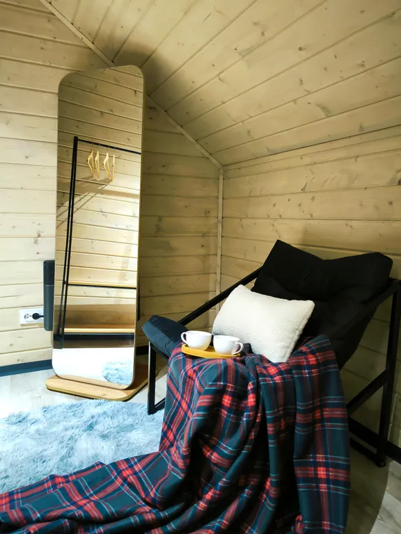 Стильный Барнхаус со вторым светом с видом на сосновый лес