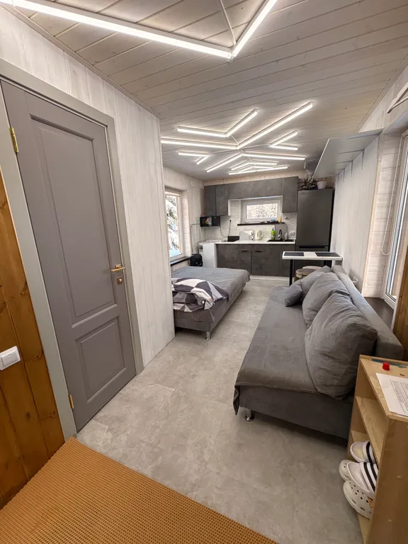 Дом с видом на горы в елочках